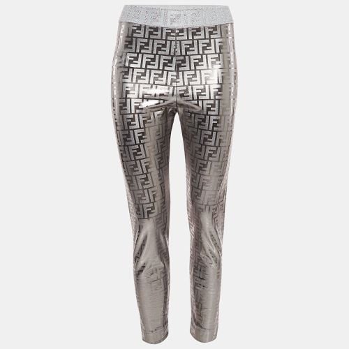 Fendi Silver Monogram Print Knit Trousers M - Fendi - Modalova