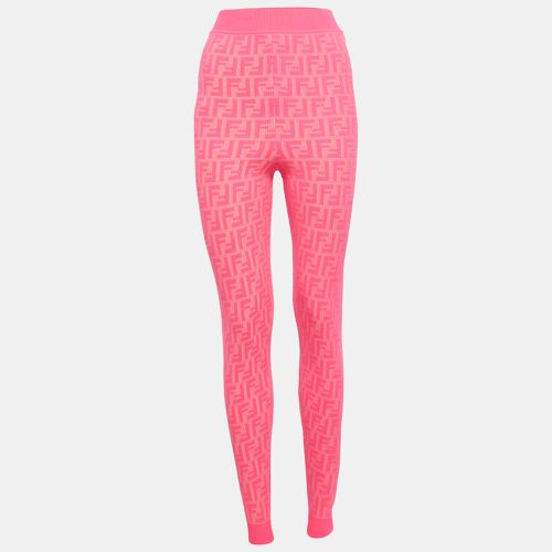 Fendi Fluorescent Pink Zucca Knit Leggings M - Fendi - Modalova