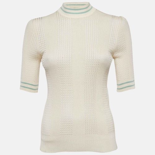 Fendi Milk White Cable Knit High Neck Pullover S - Fendi - Modalova