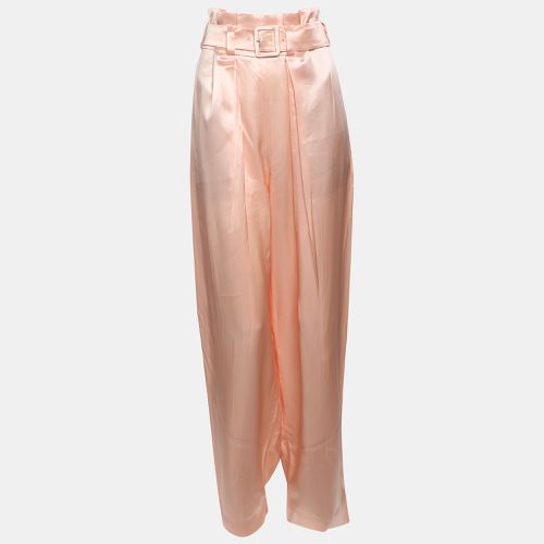 Fendi Beige Satin Belted Wide Leg Trousers M - Fendi - Modalova