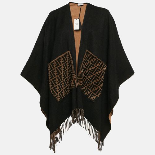 Fendi Brown Cashmere and Virgin Wool Fringed Poncho ONE SIZE - Fendi - Modalova