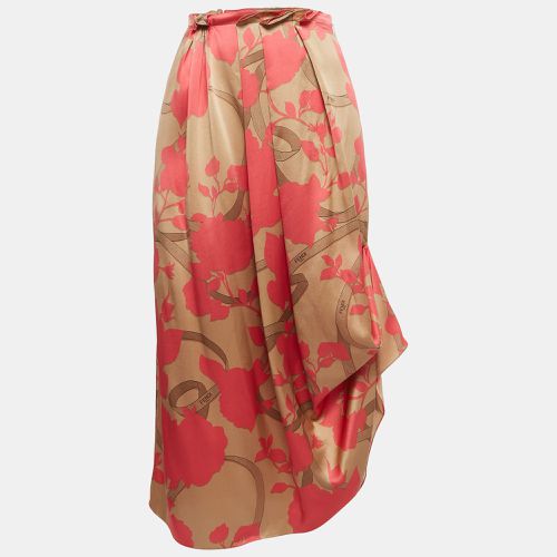 Fendi Pink Floral Print Silk Pleated Asymmetric Midi Skirt XS - Fendi - Modalova