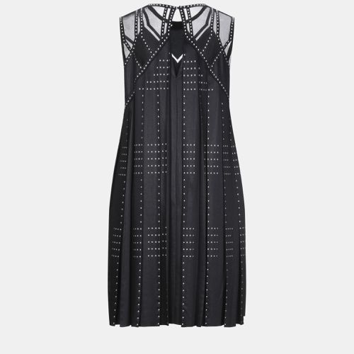 Fendi Black Satin Studded Flared Dress M (IT 42) - Fendi - Modalova