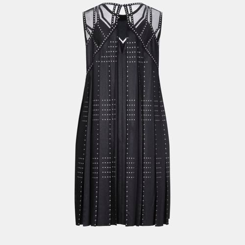 Fendi Black Satin & Mesh Studded Midi Dress S (IT 38) - Fendi - Modalova