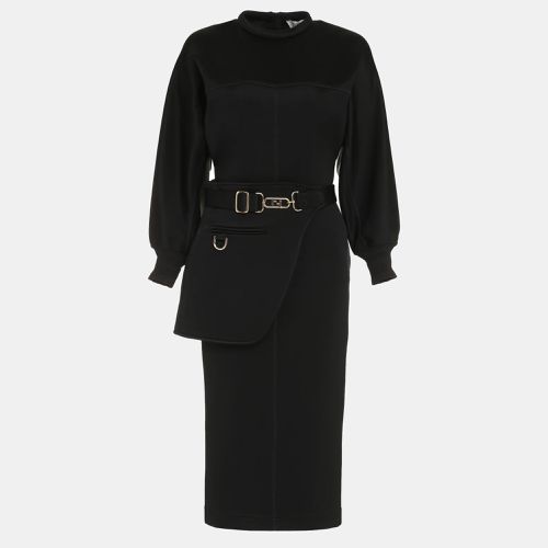 Fendi Black Jersey O'Lock Belted Midi Dress S - Fendi - Modalova