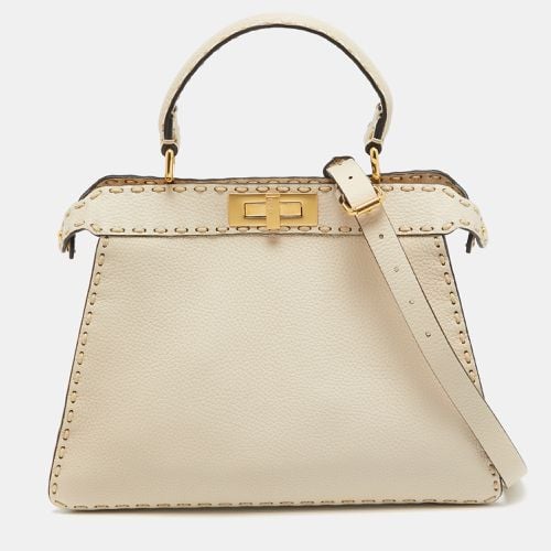 Fendi Cream Selleria Leather Medium Peekaboo ISeeU Top Handle Bag - Fendi - Modalova