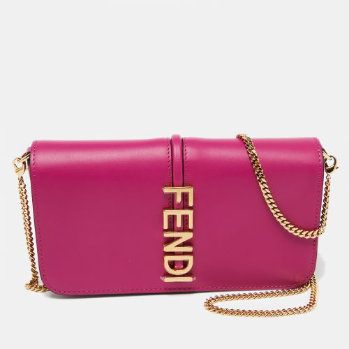 Fendi Pink Leather Fendigraphy Wallet on Chain - Fendi - Modalova