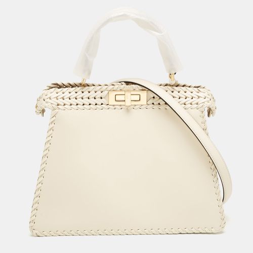 Fendi Off White Leather Medium Peekaboo ISeeU Top Handle Bag - Fendi - Modalova