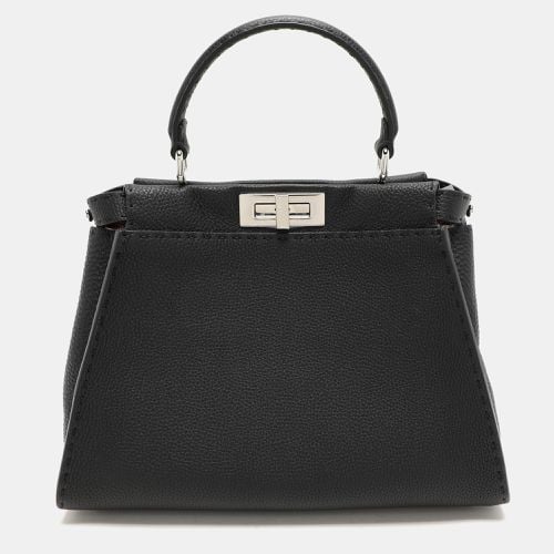 Fendi Black Selleria Leather Medium Iconic Peekaboo Top Handle Bag - Fendi - Modalova