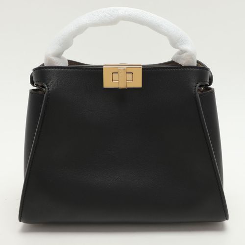 Fendi Black Leather Peekaboo Iconic Essentially Top Handle Bag - Fendi - Modalova