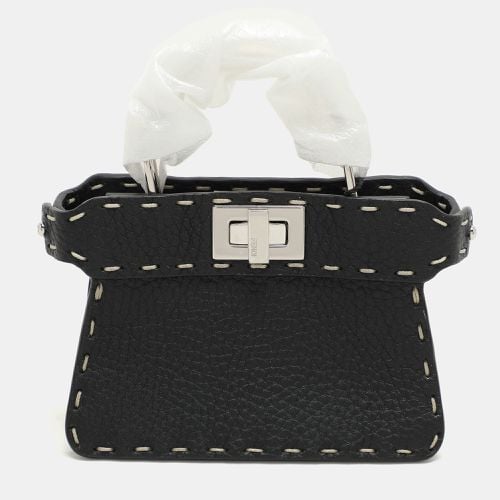 Fendi Black Selleria Leather Micro Peekaboo Top Handle Bag - Fendi - Modalova