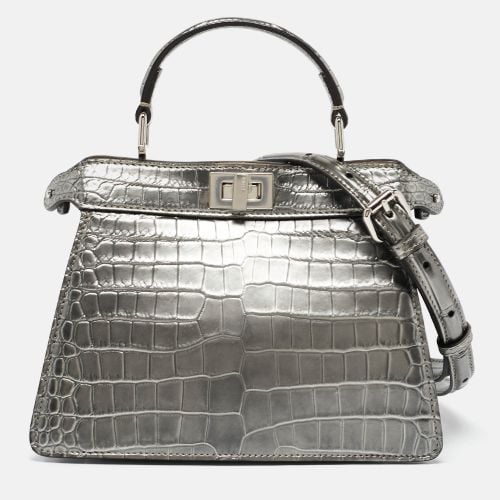 Fendi Grey Crocodile Niloticus Petite Peekaboo ISeeU Top Handle Bag - Fendi - Modalova