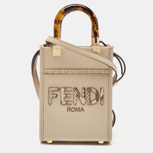 Fendi Beige Leather Mini Sunshine Tote - Fendi - Modalova