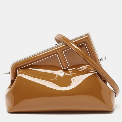 Fendi Brown Patent Leather Midi First Bag - Fendi - Modalova