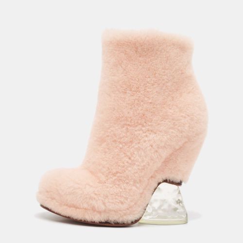 Fendi Pink Shearling Fur Ankle Length Boots Size 38 - Fendi - Modalova