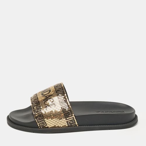 Fendi x Versace Gold/Black Metal Mesh Pool Slides Size 38 - Fendi - Modalova