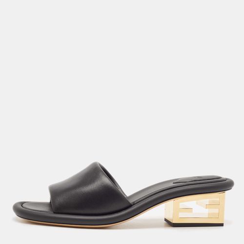 Fendi Black Leather Baguette Slide Sandals Size 41 - Fendi - Modalova