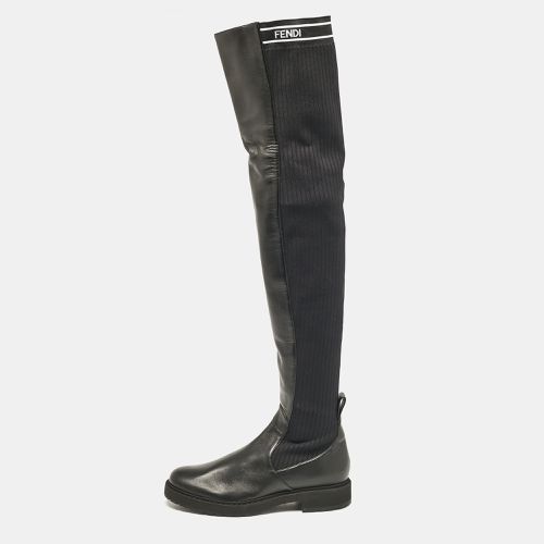 Fendi Black Fabric and Leather Over The Knee Boots Size 40 - Fendi - Modalova