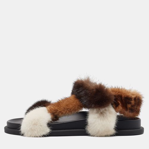 Fendi Multicolor Mink Fur FF Feel Flat Sandals Size 37 - Fendi - Modalova