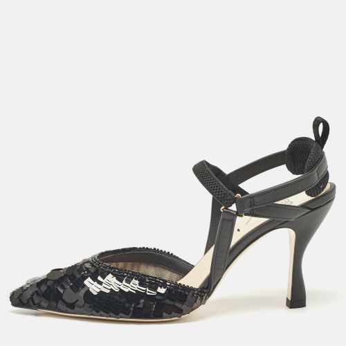 Fendi Black Leather and Sequins Colibri Slingback Pumps Size 36 - Fendi - Modalova