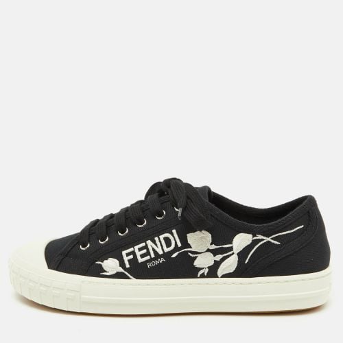 Fendi Black Canvas Domino Lace Up Sneakers Size 40 - Fendi - Modalova