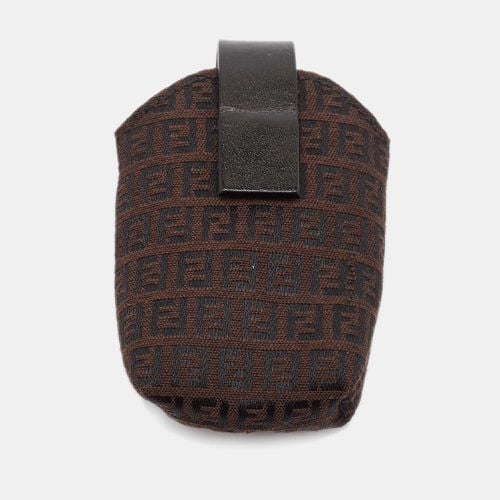 Fendi Brown Zucchino Canvas and Leather Phone Case - Fendi - Modalova