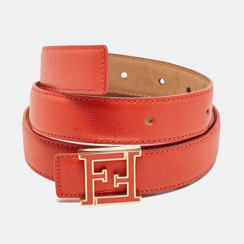 Fendi Orange Leather FF Logo Buckle Belt 85CM - Fendi - Modalova