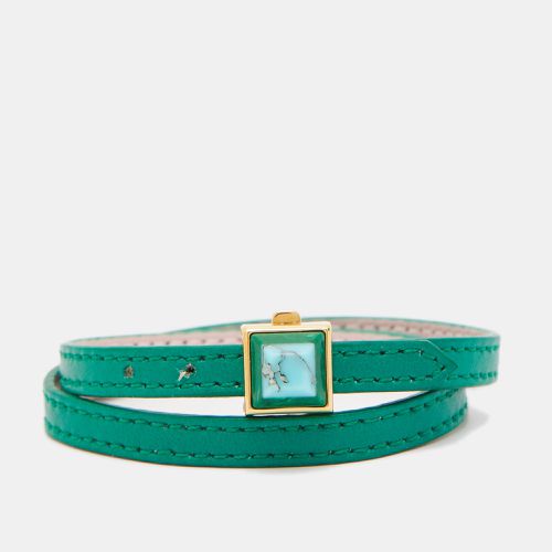 Fendi Pyramid Resin Green Leather Gold Tone Wrap Bracelet - Fendi - Modalova