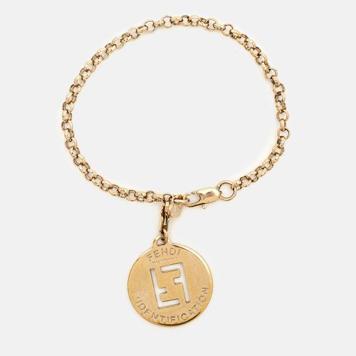 Fendi FF Identification Charm Gold Tone Bracelet - Fendi - Modalova