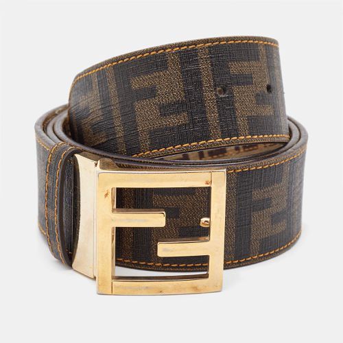 Fendi Tobacco Zucca and Zucchino Coated Canvas FF Reversible Buckle Belt 95 CM - Fendi - Modalova