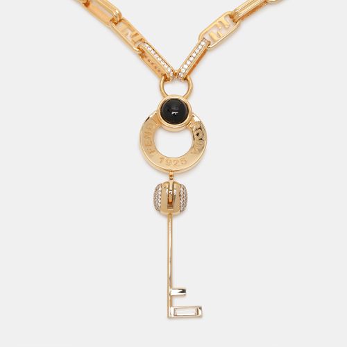 Fendi Gold Tone Crystal Master Key Pendant Necklace - Fendi - Modalova