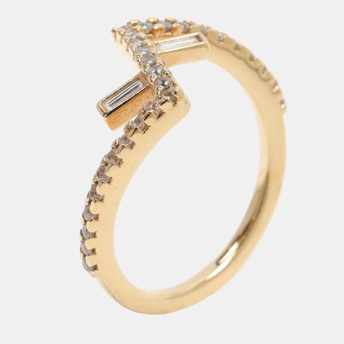 Fendi Gold Tone Crystal Fendi First Ring Size 51 - Fendi - Modalova