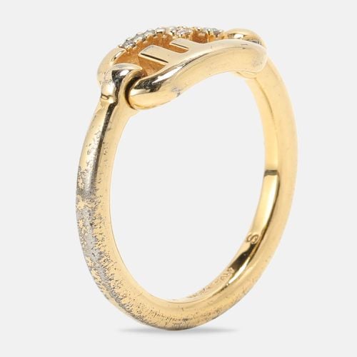 Fendi Gold Tone Metal Crystal O'Lock Ring Size 50 - Fendi - Modalova