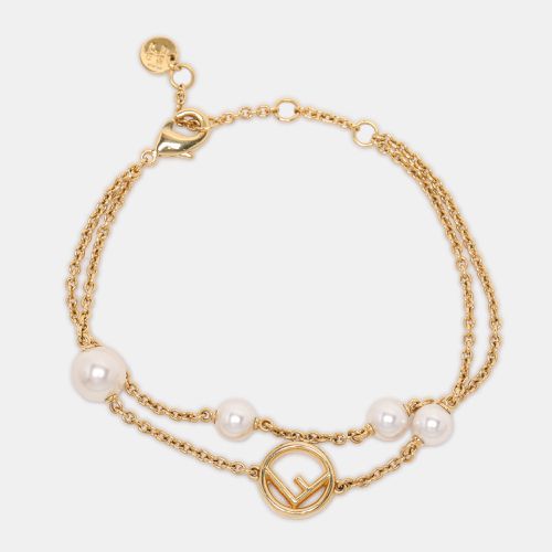 Fendi F is Fendi Faux Pearl Gold Tone Station Bracelet - Fendi - Modalova