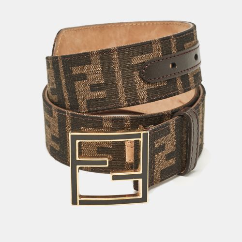 Fendi Tobacco Zucca canvas and Leather FF Buckle Belt 80CM - Fendi - Modalova