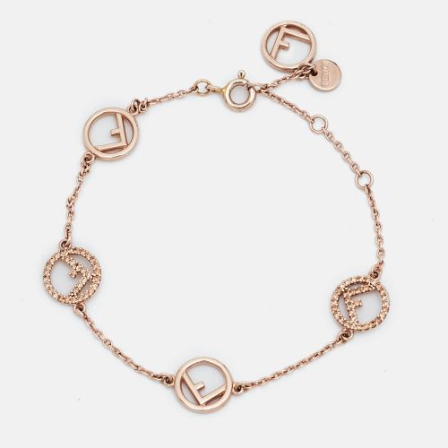 Fendi F is Fendi Crystals Rose Gold Tone Logo Station Bracelet - Fendi - Modalova