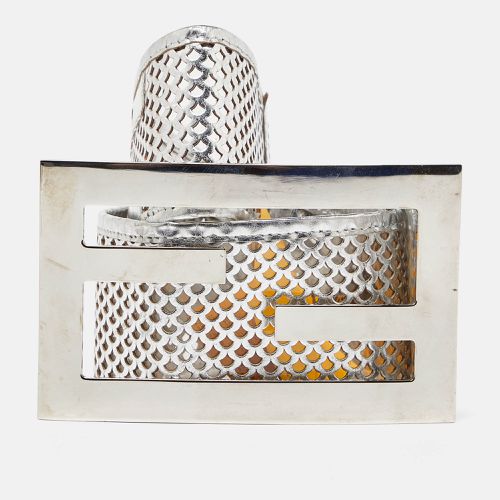 Fendi Silver Perforated Patent Leather FF Buckle Wide Belt 85CM - Fendi - Modalova