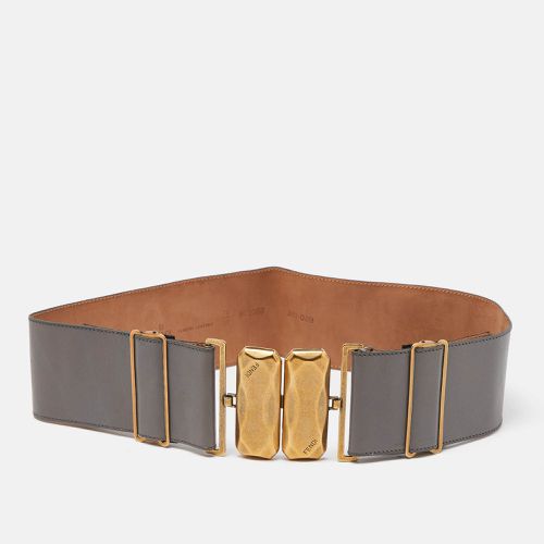 Fendi Grey Leather Wide Waist Belt 70CM - Fendi - Modalova