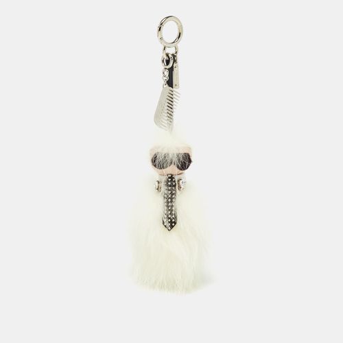 Fendi White/Black Fur and Leather Embellished Karlito Tuxedo Bag Charm - Fendi - Modalova