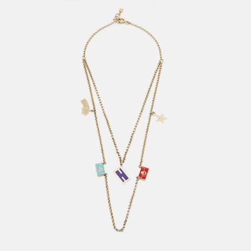 Fendi FF Multi Charm Enamel Gold Tone Necklace - Fendi - Modalova