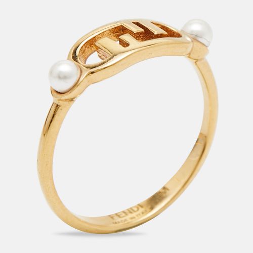 Fendi O'Clock Faux Pearl Gold Tone Ring Size 55 - Fendi - Modalova