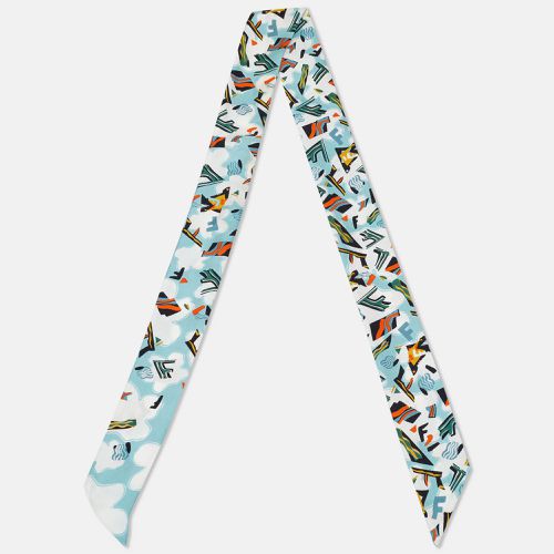 Fendi Teal Blue Printed Silk Bandeau Scarf - Fendi - Modalova