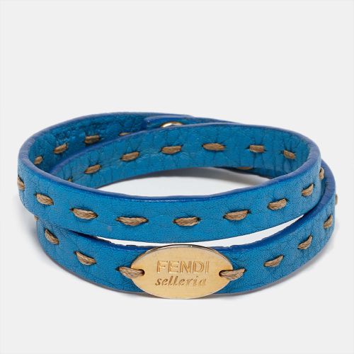 Selleria Blue Leather Double Wrap Bracelet - Fendi - Modalova