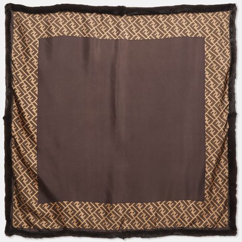 Fendi Brown Zucca Print Mink Fur and Silk Square Scarf - Fendi - Modalova