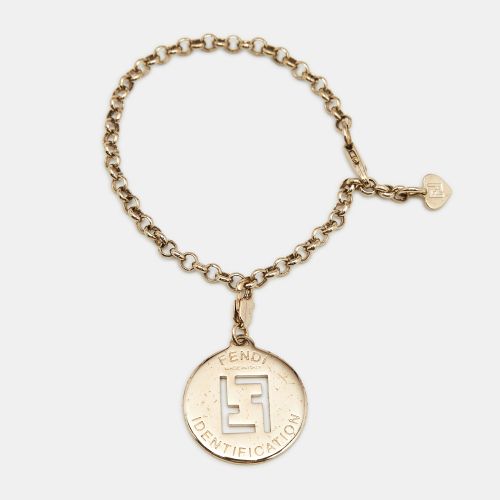 Fendi FF Identification Charm Gold Tone Bracelet - Fendi - Modalova
