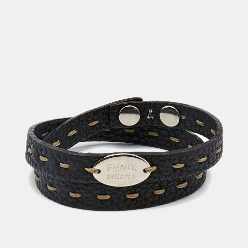 Selleria Leather Silver Tone Bracelet 7 - Fendi - Modalova
