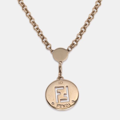 Fendi Gold Tone Hardware FF Identification Pendant Necklace - Fendi - Modalova