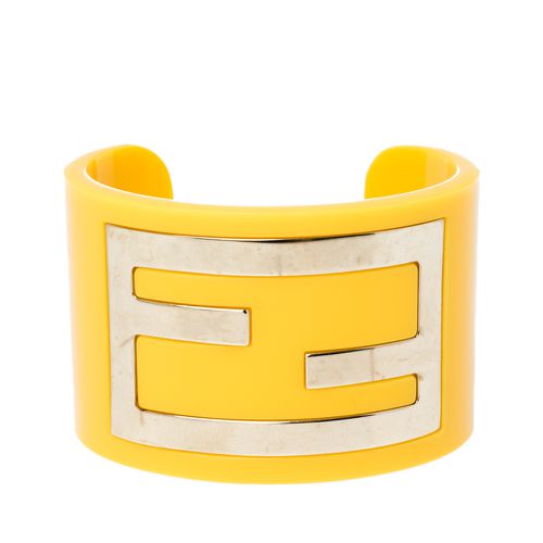 Fendi Yellow Resin Zucca Cuff Bracelet - Fendi - Modalova