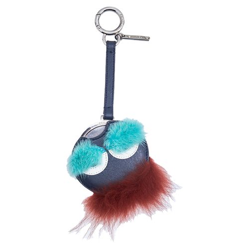 Fendi Fox Mink Brick Red Turquoise Fur Mirror Monster Bag Bug Charm - Fendi - Modalova