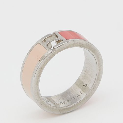 Fendi The Fendista Bi-color Enamel Silver Tone Band Ring Size 50 - Fendi - Modalova